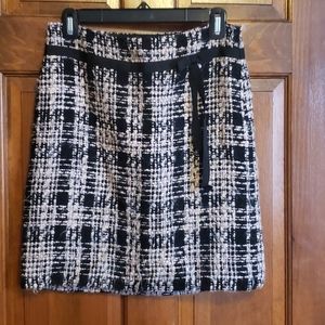 Loft Black and Pink Tweed Skirt